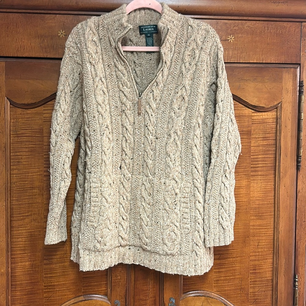 Ralph Lauren quarter zip fisherman’s wool sweater